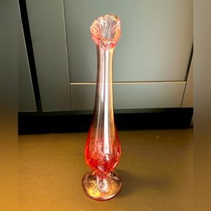 Vintage Fenton Pink Bud Vase Embossed With Strawberries Design Around The Base